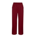 thumbnail image 5 of Women's Summer Solid Color Cotton Linen Straight Leg Loose Casual Pants, 5 of 8