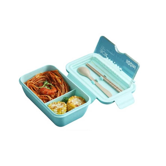 Cateissary Fiambrera portátil de 1100ml para el hogar, escuela, viaje, comida de Picnic, frutas, sándwich, contenedor de almacenamiento, palillos, Almacenamiento y organización del hogar Verde Cateissary HA066662-02B