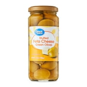 Great Value Stuffed Feta Cheese Green Olives, 7oz Jar