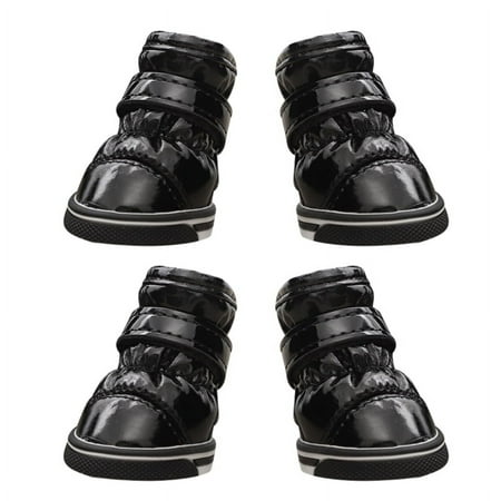 XISAOK Warm Winter Pet Dog Boots Waterproof PU Anti-slip Warm Fleece Puppy Shoes