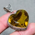 thumbnail image 2 of Citrine Gemstone Pendant Handmade Antique Gift Heart Shape Vintage Jewelry 1.90", 2 of 3