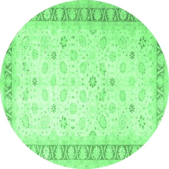 Ahgly Company Indoor Round Oriental Emerald Green Traditional Area Rugs, 7' Round
