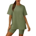 thumbnail image 3 of Shadoumai Womens 2 Piece Sets Summer Outfits Lounge Set Oversized Crewneck Tshirts Biker Shorts Sets Casual Matching Clothing, 3 of 5