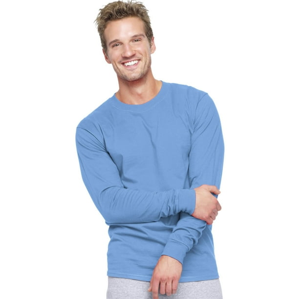Hanes Hanes BeefyT Men`s LongSleeve TShirt, 5186, M, Carolina Blue