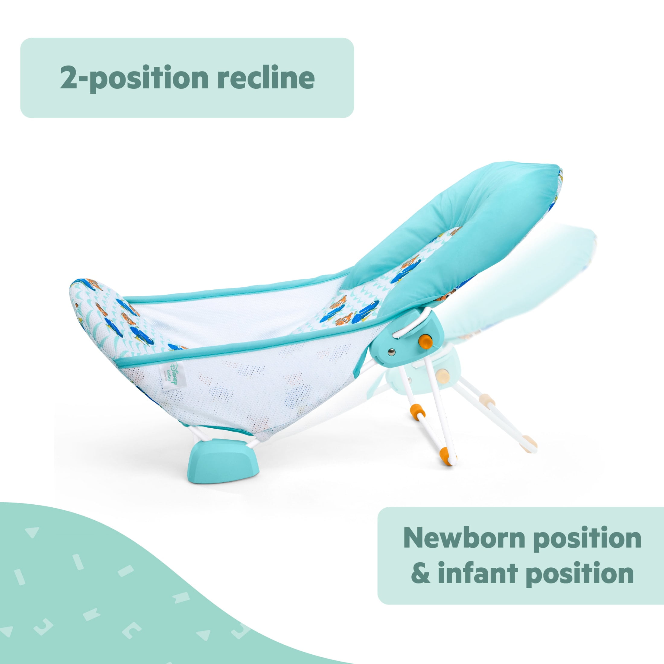 Disney Baby Finding Nemo Foldaway 2-Position Baby Bath Seat, Blue, Newborn
