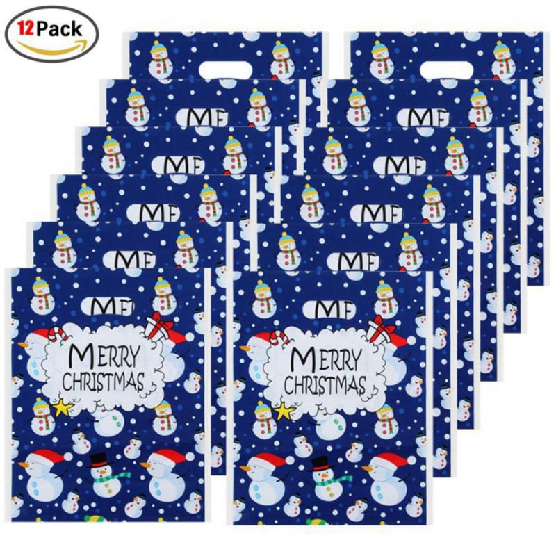 Plastic cellophane gift rolls glossy customized transparent wrapping wrap Christmas Gift Bags Bulk Set Medium with Tags and Handles Christmas