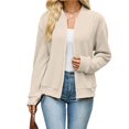 thumbnail image 2 of Wevis Women's Zip Up Fall Jacket, Long Sleeve Ribbed Knit Autumn Cardigan, Casual Loose Lightweight Sweater Coat, 2 of 7
