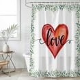 thumbnail image 6 of Valentines Day Shower Curtain, Waterproof Shower Curtains for Bathroom, Red Love Heart Romantic Eucalyptus Leaves Washable Fabric Bathtub Curtain Set Bath Decor with 12 Hooks Long 72"x84", 6 of 6