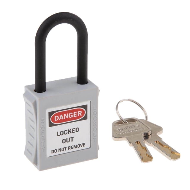 VONKY PL38-KD 38 mm PVC Curved Safety Lockout Padlock Grey
