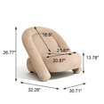 thumbnail image 2 of iooHug 32" Velvet Accent Chair, Modern Upholstered Armchair with Soft Cushion and Curved Backrest, Comfy Lounge Chair for Living Room, Bedroom, Reading Corner, Beige, 2 of 8