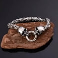 thumbnail image 6 of GKNET 6mm Men's Stainless Steel King Chain Punk Skull Byzantine Bracelets Link Chain, 6 of 6