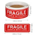thumbnail image 2 of Topbathy 150pcs Fragile Handle with Care Warning Sticker for DIY Use Red Paper Label High Adhesive for Cartons Drums Pallets 2.75x4.5in, 2 of 6
