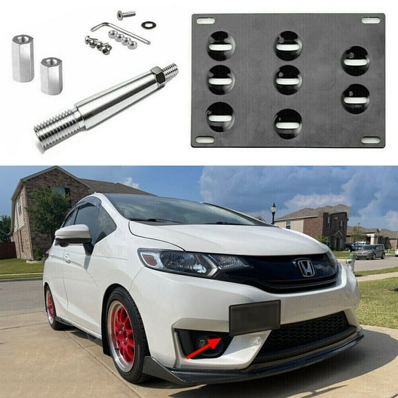 Tow Hook License Plate Mounting Bumper Bracket Holder For Honda Fit 2015-2018