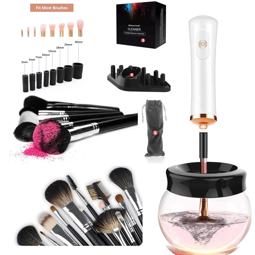 Plutput Makeup Brush Cleaner Machine Electric Makeup Brush Wash Machine For  All Size Brushes Automatic Cosmetic Brush Clean Tool White Pink 