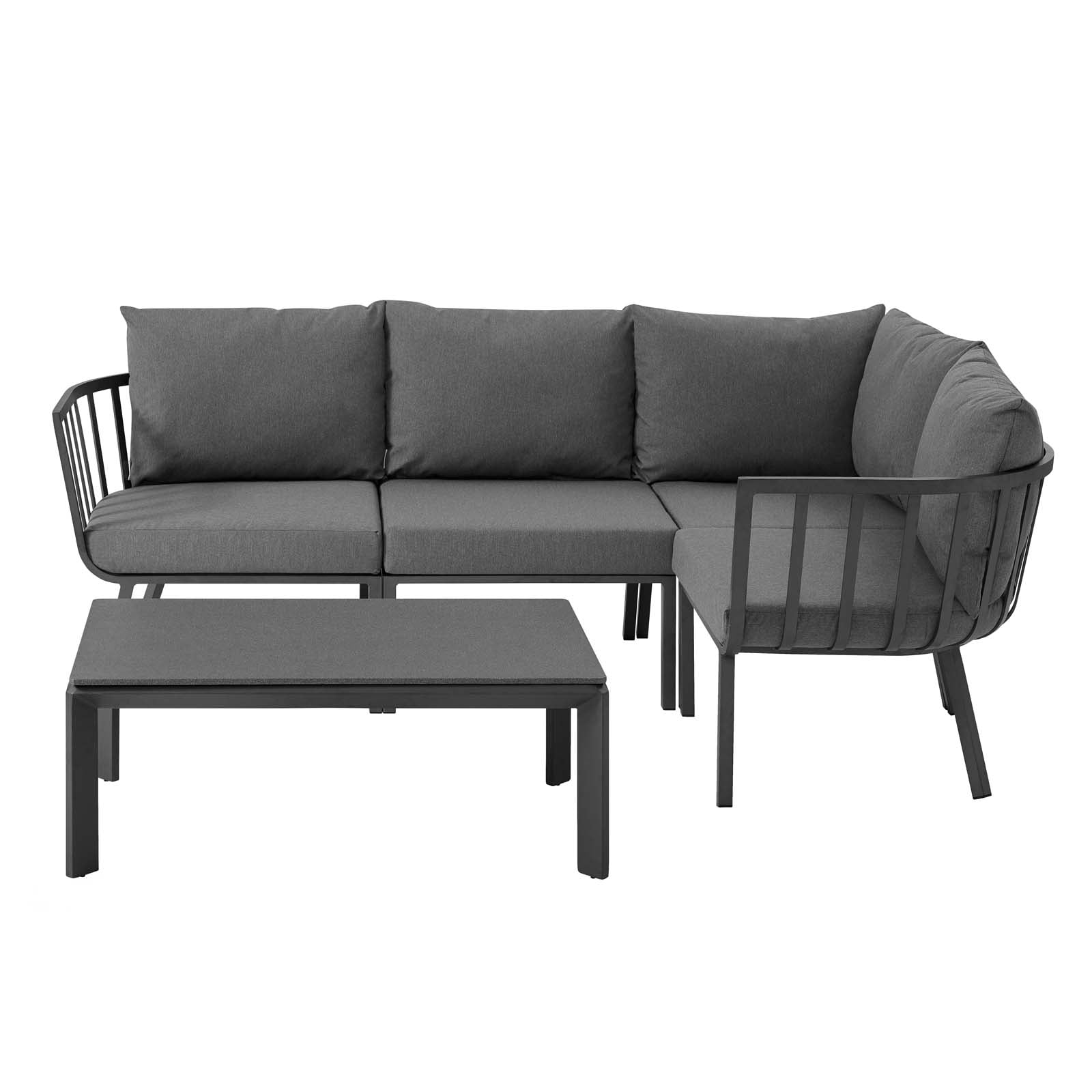 Lounge Sectional Sofa Chair Set, Aluminum, Metal, Steel, Grey Gray