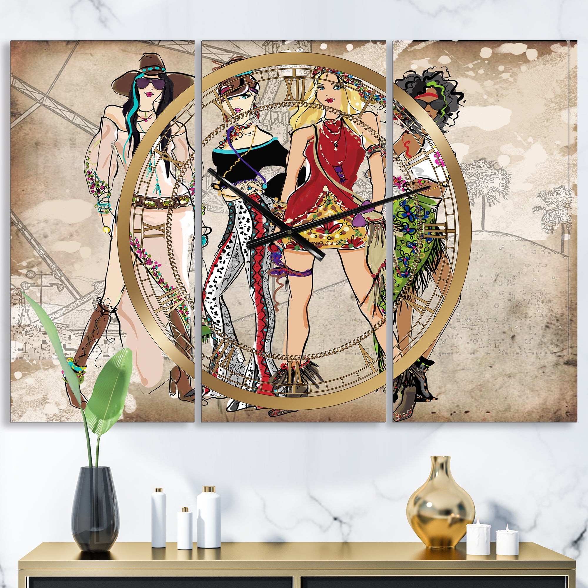 Designart 'Squad Goals' Oversized Fashion Wall Clock