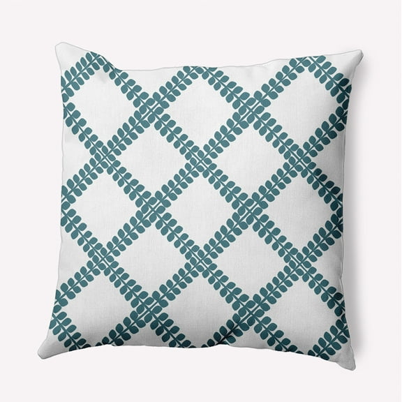 Simply Daisy 16" x 16" Leaf Plaid Indoor/Outdoor Throw Pillow, Mineral Blue (1 count)