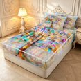 thumbnail image 2 of Homewish Nature Tree Zipper Full Size Comforter Sets With Fitted Sheet And 2 Pillowcases,Colorful Glass Zipper Bedding Set,Yellow Blue,Colorful Stars Reversible,4Pcs, 2 of 8