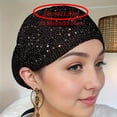 thumbnail image 2 of Elegant Solid Color Knitted Polyester Women's Hair Bonnet with Drawstring - Stretchable, Soft, Breathable, Lightweight Cap with Rhinestone Decoration, Urban Easter Theme, No Feathers, Non-Electric, 2 of 2