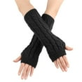 thumbnail image 2 of Tittly Winter Gloves Gloves for Women Women's Winter Solid Dough Half Finger Warm Knitting Wool Gloves Knit Gloves Warm Gloves Black One Size, 2 of 4