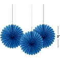 thumbnail image 2 of 6" Mini Royal Blue Tissue Paper Fan Decorations, 3ct, 2 of 5