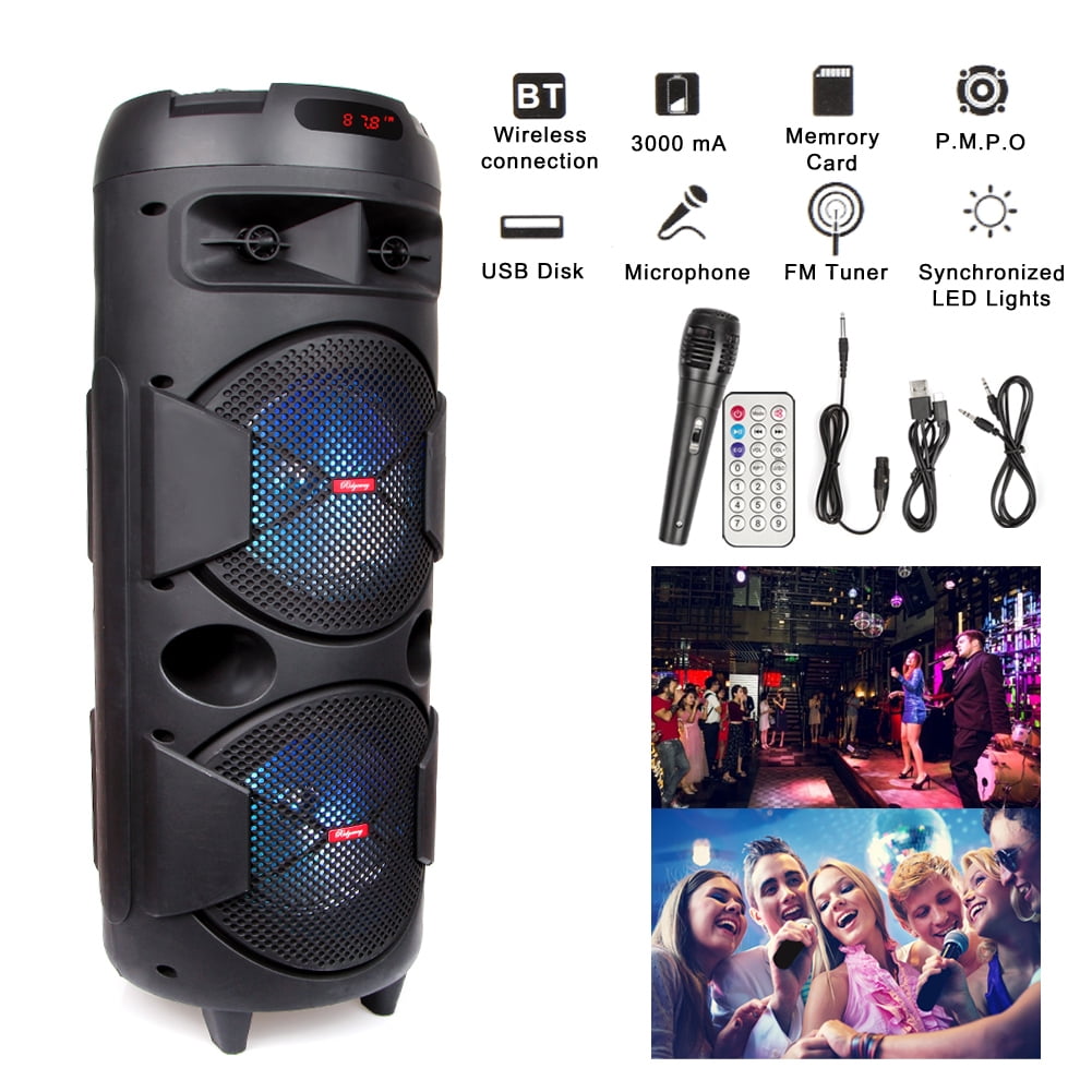 Reproduceren huurder meteoor Dazone Dual 8" Wireless Portable Party Bluetooth Speaker Audio Stereo With  Remote and Mic - Walmart.com