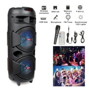 Dazone Dual 8" Wireless Portable Party Bluetooth Speaker Audio Stereo With Remote and Mic