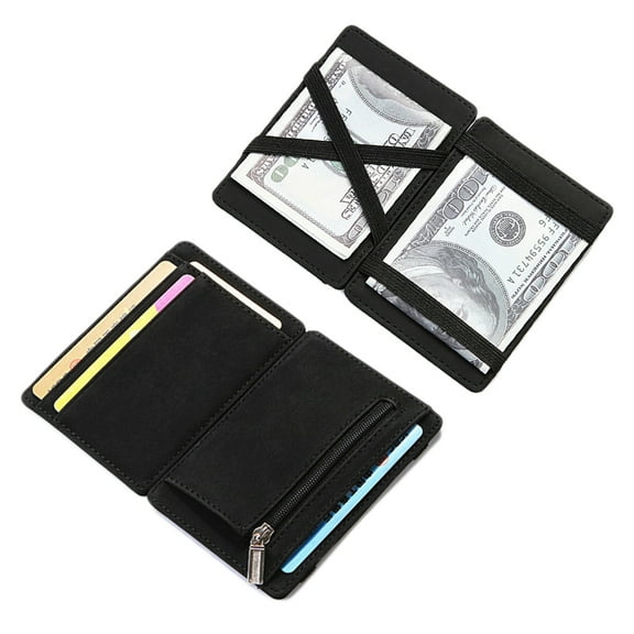 Men PU Elastic Band Slim Wallet Business Credit Card Holder Bank Card Case Purse