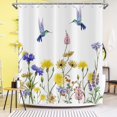 thumbnail image 2 of Floral Shower Curtain, Spring Yellow Daisy Flowers with Hummingbirds Rustic Floral Bathroom Curtain for Home Bathtub Decor Waterproof Fabric Machine Washable with Hooks, 2 of 6