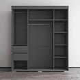 thumbnail image 4 of Aria 3 Door 71" Wide Modern High Gloss Wardrobe Armoire, Gray with Mirror, 4 of 5