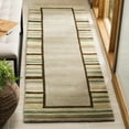 thumbnail image 3 of SAFAVIEH Martha Stewart Striped Border Wool Runner Rug, Tadpole Green, 2'3" x 8', 3 of 8