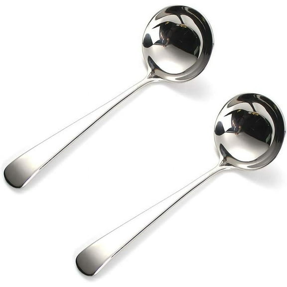 7.6'' Gravy Ladle Sauce Soup Spoon Heavy Duty 18/10 Stainless Steel for Small Dishes (2 pcs)