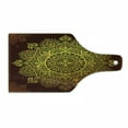 thumbnail image 1 of Mandala Cutting Board, Ornamental Snowflake Floral Traditional Oriental Graphic Art, Decorative Tempered Glass Cutting and Serving Board, Wine Bottle Shape, Yellow Brown, by Ambesonne, 1 of 1