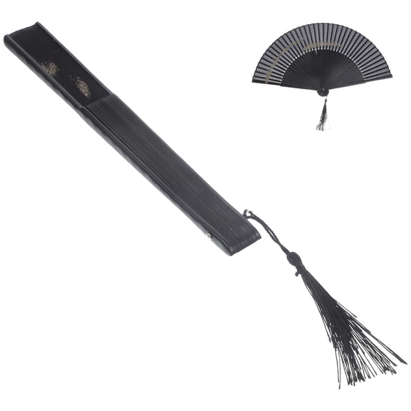 HAMPPLIES Chinese Style Folding Hand Fan Imitated Silk 1 Set 8.65X15.92X0.86in