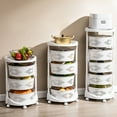 thumbnail image 5 of Multi-Layer Rotatable Baskets Kitchen Rack Rolling Storage Cart White, 5 of 12