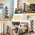 thumbnail image 3 of NiamVelo 7 Tier Tree Bookshelf, Floor Standing Bookcase with Storage Cabinet, Tall Narrow Bookshelves Organizer for Bedroom/Living Room/Home Office/Corner, Rustic Brown, 3 of 8