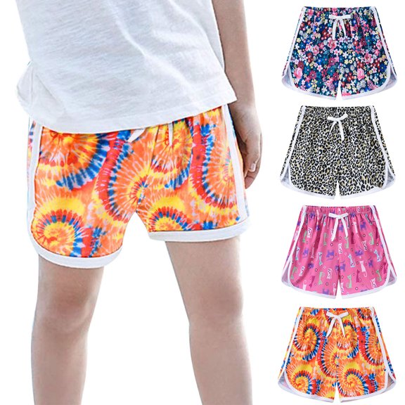 Duqingm Toddler Girls Dolphin Shorts Cotton Stretch Drawstring Athletic Short Summer Workout Dance Running Active Short Kids Yellow,3 Year