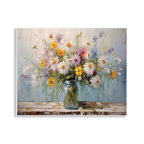 Stupell Industries Wildflower Bouquet in Jar Plants & Flowers Painting Unframed Art Print Wall Art, 14 x 11
