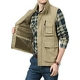 thumbnail image 2 of Frontwalk Men Waistcoat Full Zip Outwear Stand Collar Jacket Vest Mens Regular Fit Coat Sleeveless Khaki L, 2 of 3