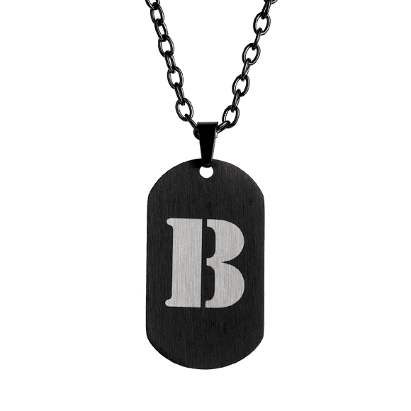 Collar Hombre de Inicial Letra A LUCKMAN, Acero Inoxidable Color Negro, Modelo Dylan negro UNITALLA
