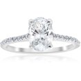 thumbnail image 1 of 1 1/10ct Oval Diamond Engagement Ring 14k White Gold Jewelry, 1 of 3