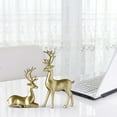 thumbnail image 7 of 2Pcs Christmas Reindeer Figurines, Resin Miniature Deer Ornament, Xmas Elk Sculpture for Home Office Shelf Decor （Gold）, 7 of 7