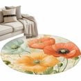 thumbnail image 2 of Retro Spring Floral Round Area Rug 3.3 FT, Non Slip Small Entryway Kitchen Mat, Watercolor Farmhouse Summer Flowers Washable Soft Circular Rug Non-Shedding Door Mat for Bathroom Playroom Kids Room, 2 of 9