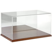 Plymor Clear Acrylic Display Case with Hardwood Base (Mirror Back), 16" W x 10" D x 8" H