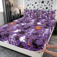 thumbnail image 3 of Erosebridal Gothic Skeleton Ghost Fitted Sheet Queen 3-Piece,Halloween Black Cats Bedding,Purple,1 Fitted Sheet and 2 Pillowcases, 3 of 6