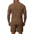 thumbnail image 5 of Laqbezok Men's 2-Piece Pleated Set, Casual Vertical Textured Button Down Shirt and Drawstring Shorts Outfit, Relaxed Fit Summer Beach Resort Wear, 5 of 5