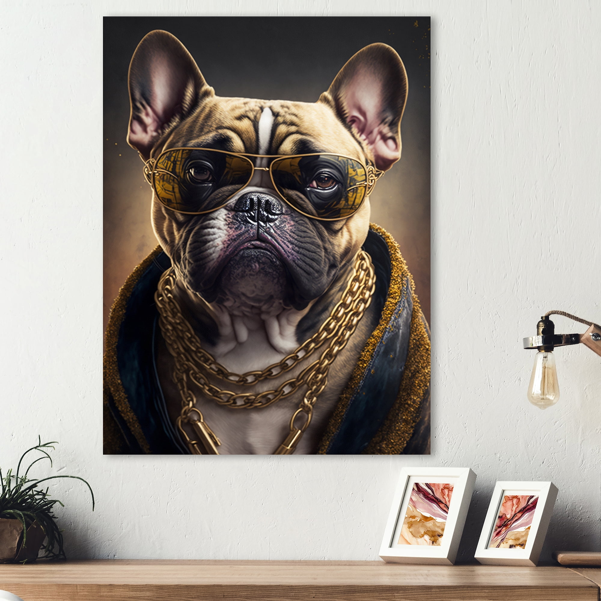 Designart Frenchie Gangster In NYC III Canvas Wall Art