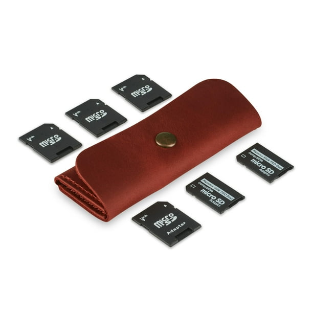 Funda con tarjetero SD MAKYN de piel coñac para viajes