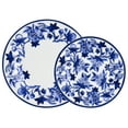 thumbnail image 3 of Elama Cattleya Orchid 16 Piece Round Porcelain Dinnerware Set in Blue and White, 3 of 10