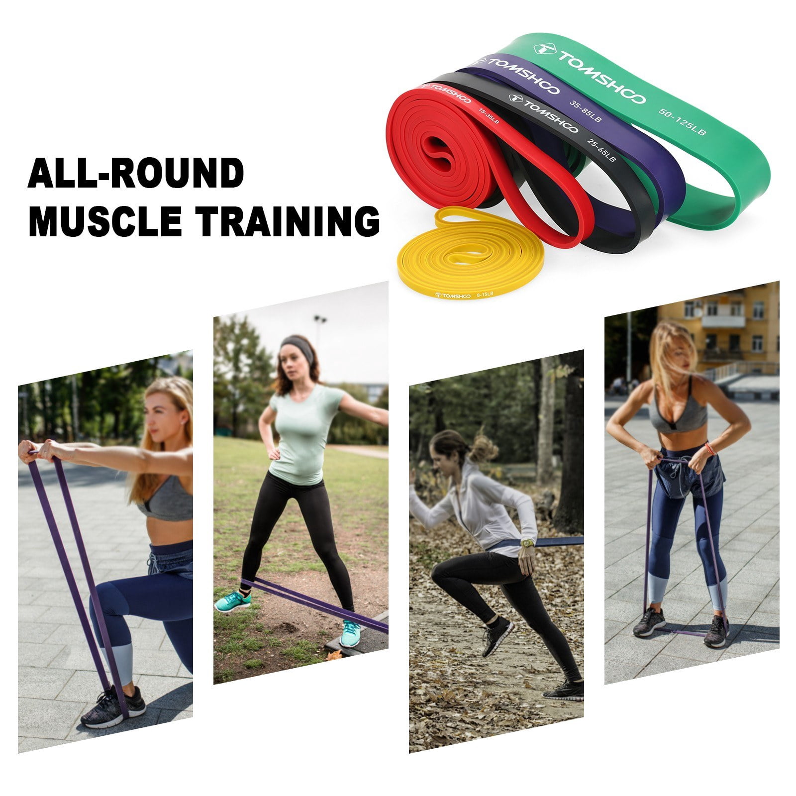 TOMSHOO Resistance Loop Band for Powerlifting with Carry Bag